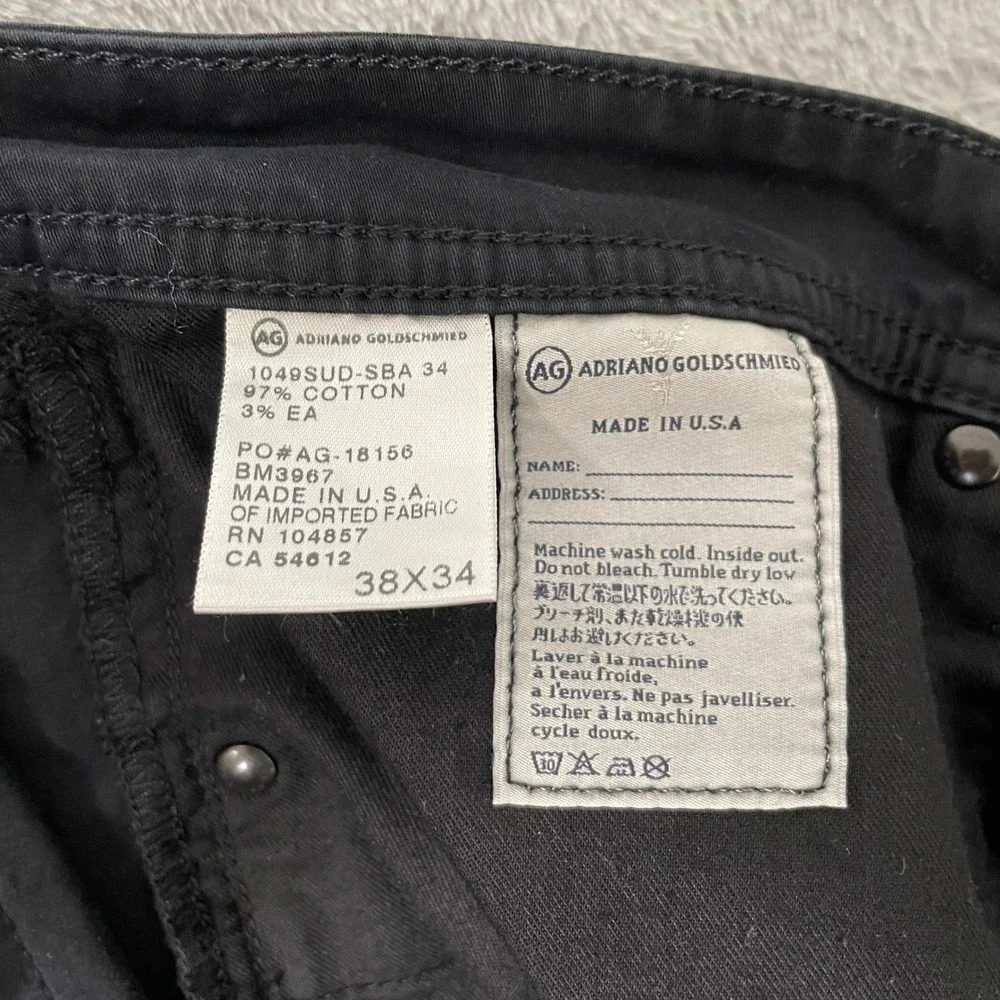 AG Adriano Goldschmied Jeans Mens 38x29 Black The Protege Straight Leg Pants